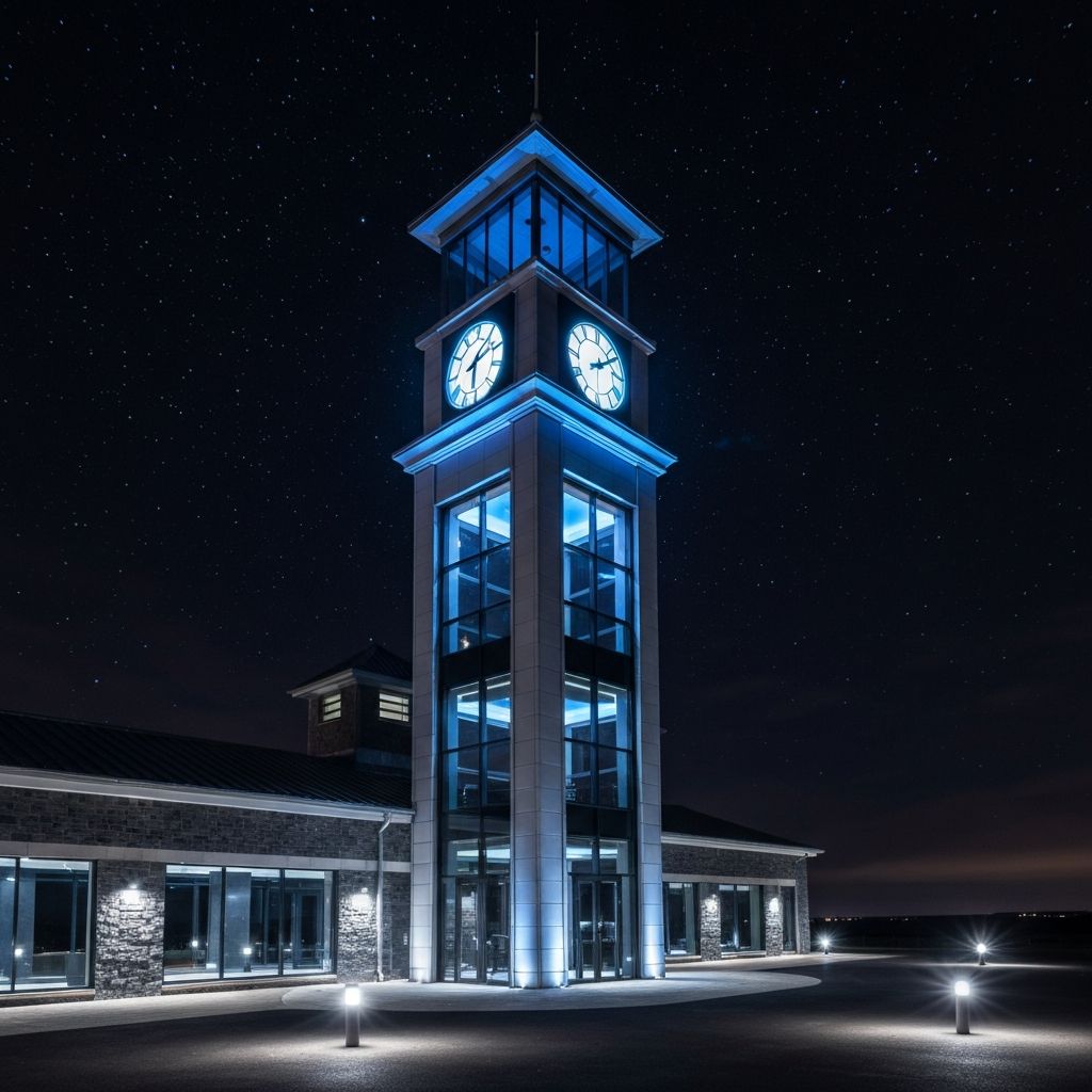 Clock Tower Under Stars